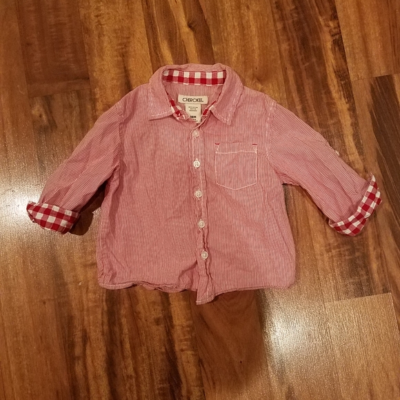Cherokee Other - Cherokee red and white striped button up shirt